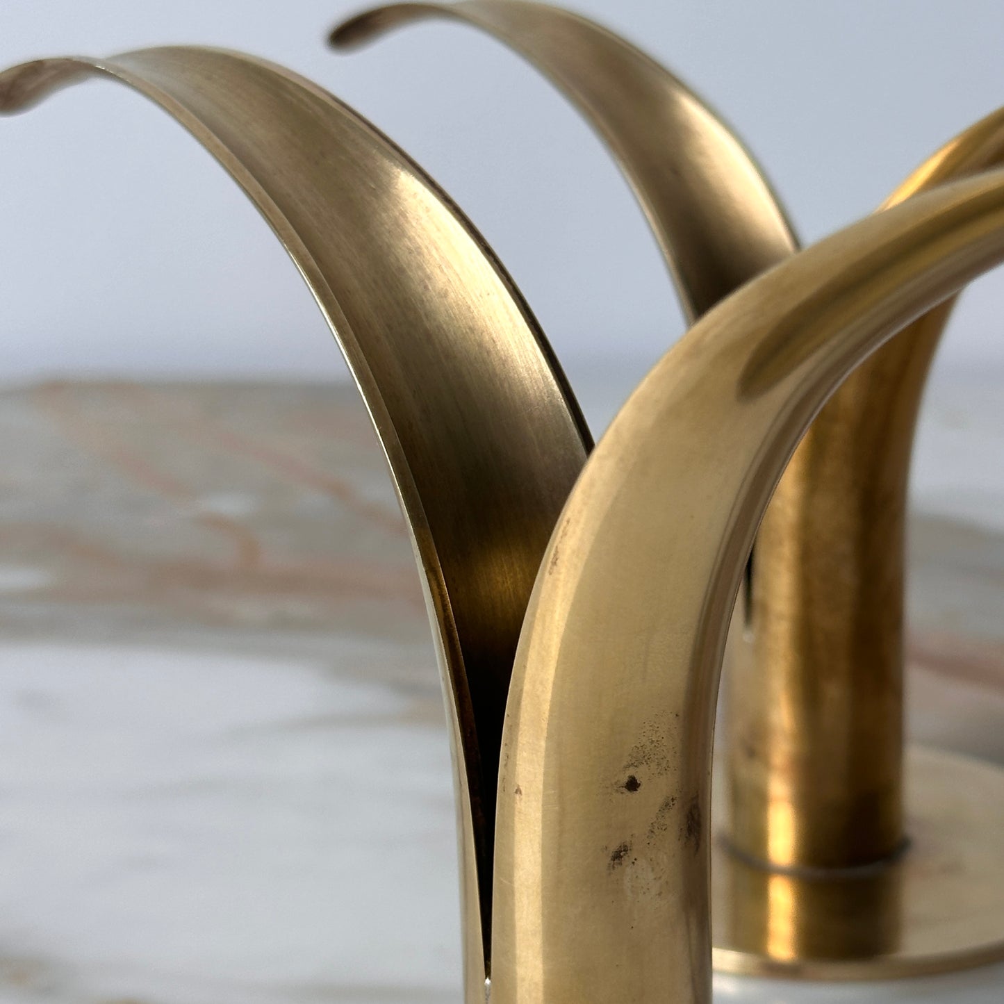 Ystad Metall Lily Brass Candlesticks - Pair