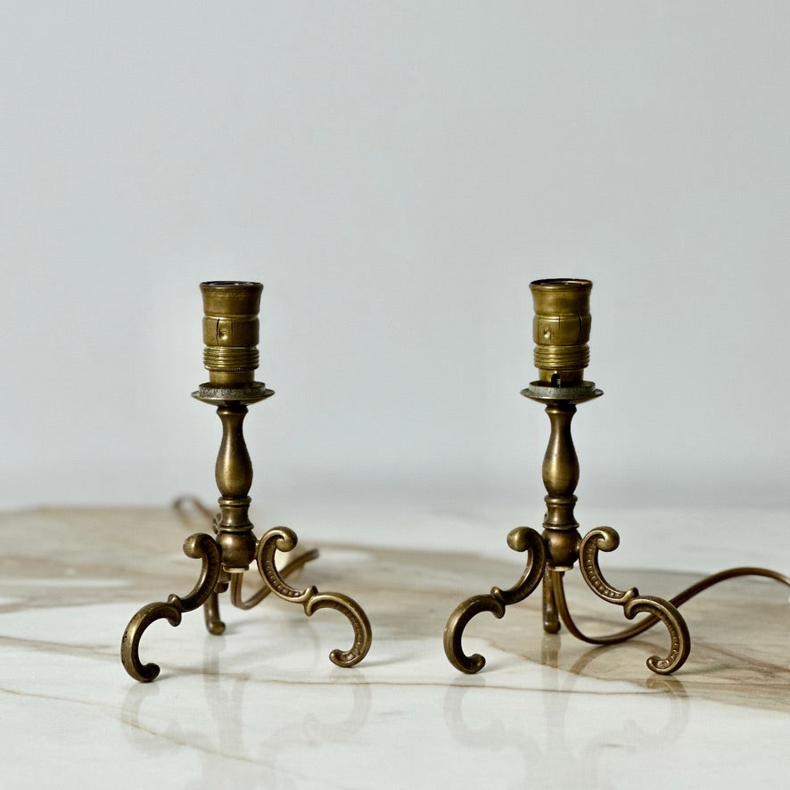 Small Brass Desk Lamps - Pair