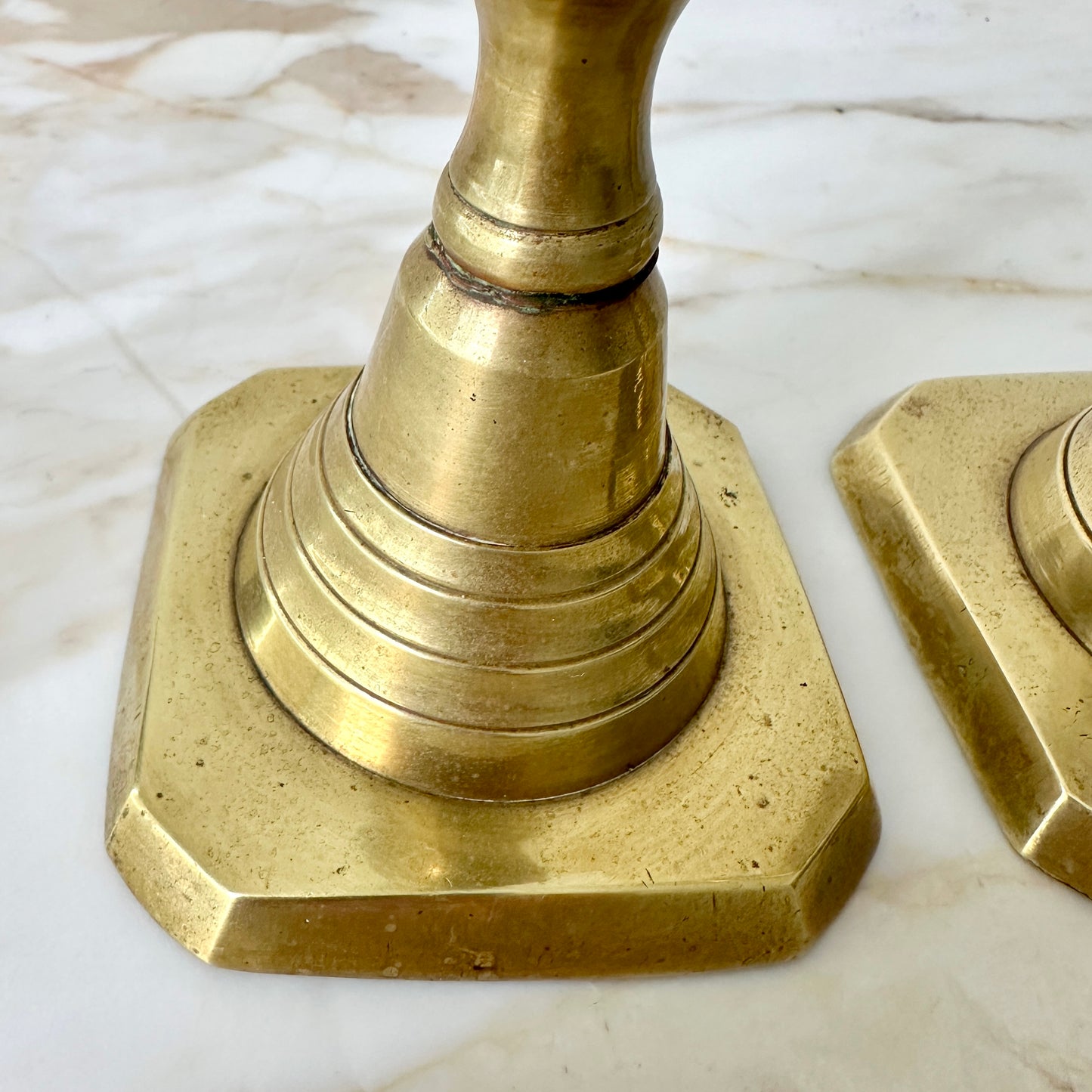 Brass Beehive Candlesticks - Pair