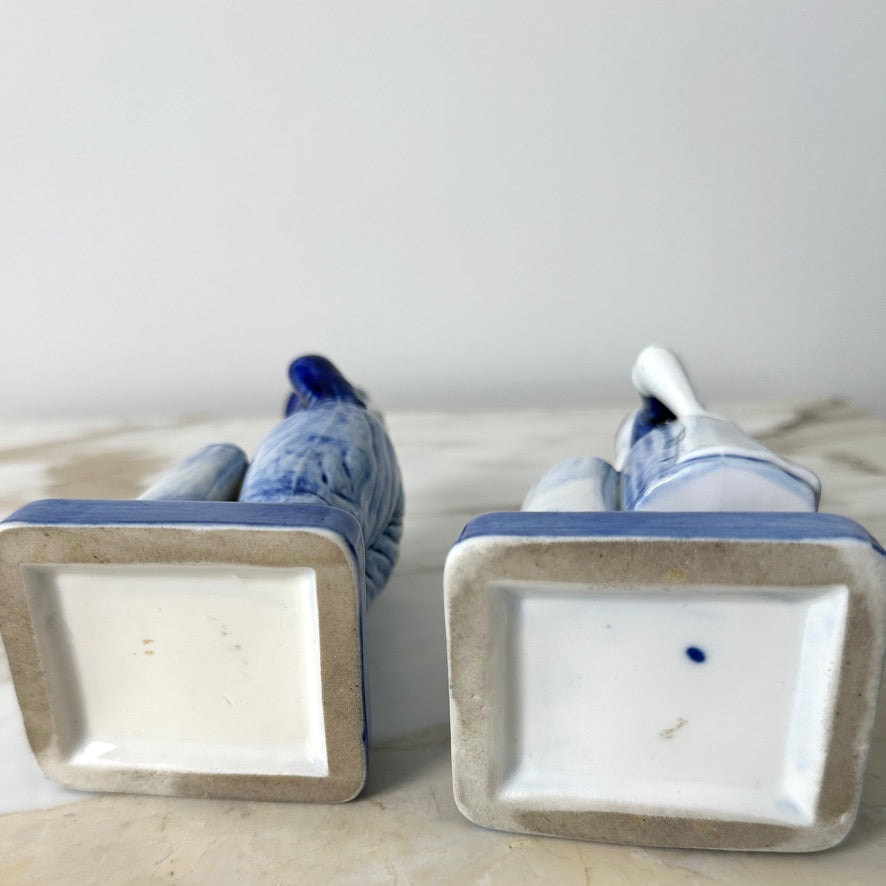 German Delft Figure Vases - Pair