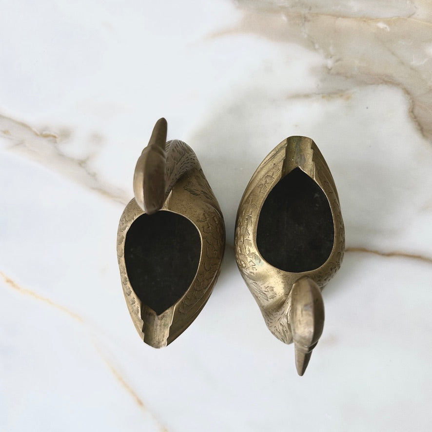 Brass Swan Ashtray - Pair