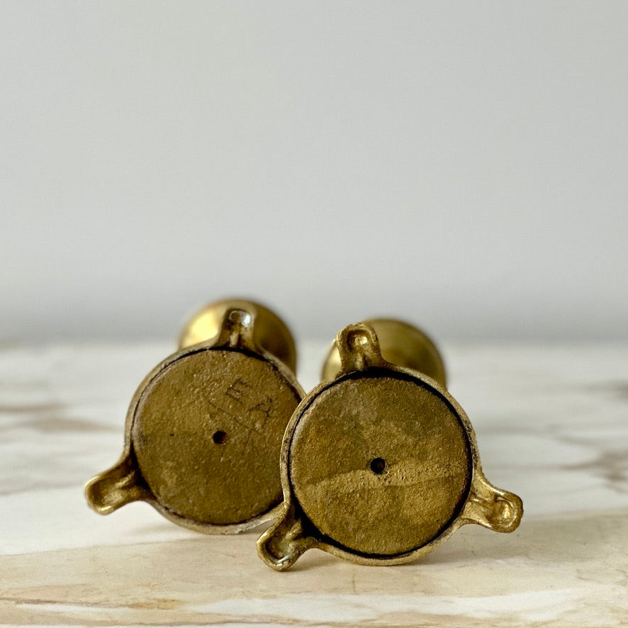 Footed Brass Candlesticks - Pair