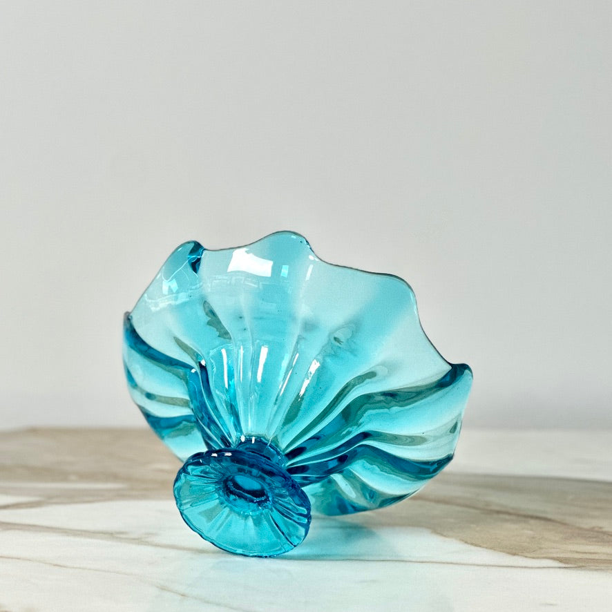 L.E. Smith Blue Glass Compote Dish