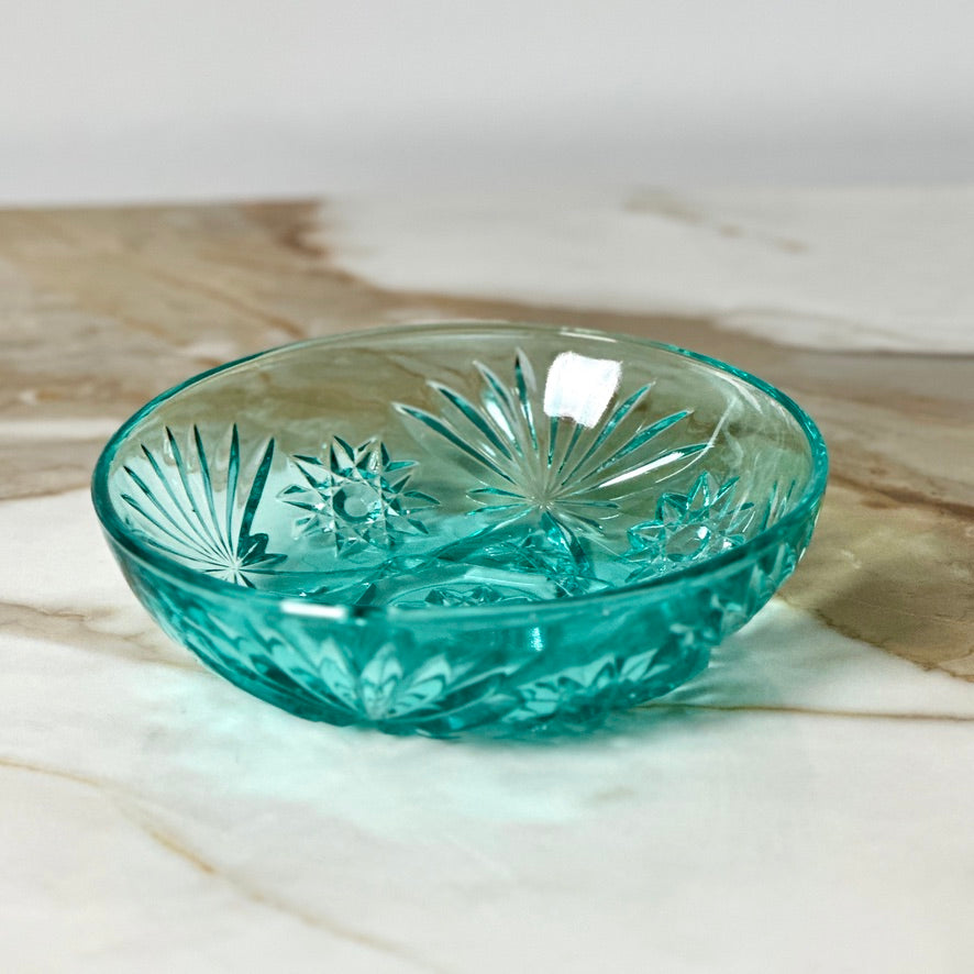 Anchor Hocking Turquoise Glass Star Bowl
