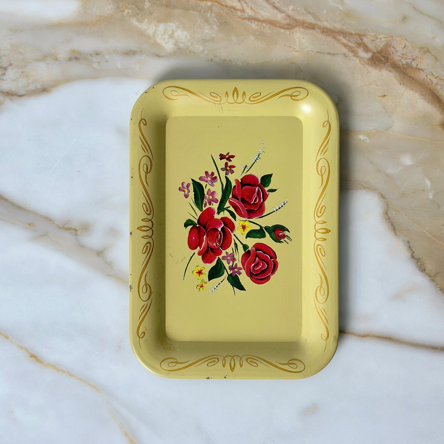 Small Hand-Painted Metal Tray