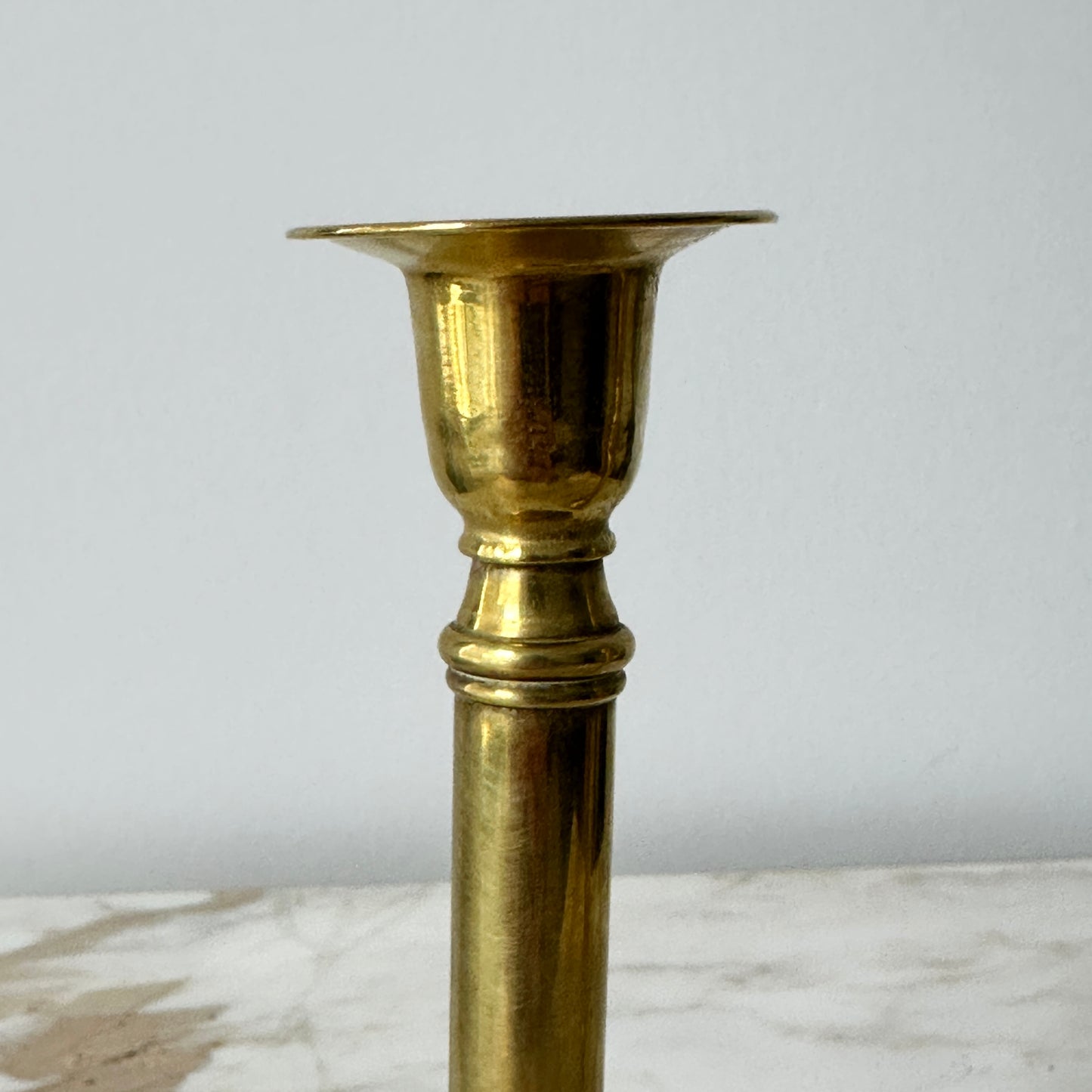 Footed Brass Candlesticks - Pair