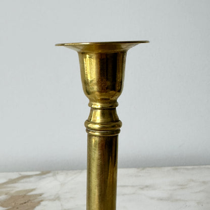 Footed Brass Candlesticks - Pair