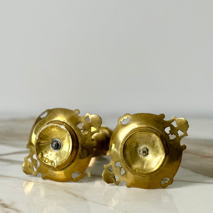 Ornate Brass Candlesticks - Pair