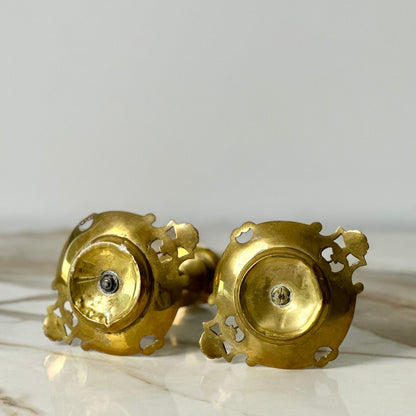 Ornate Brass Candlesticks - Pair