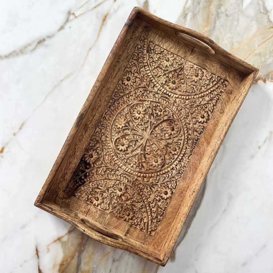 Wood Carved Serving Tray