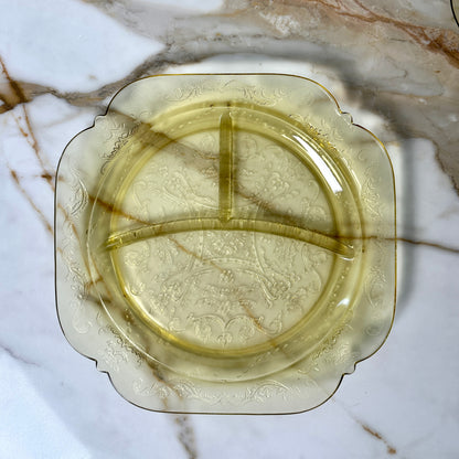 Divided Glass Dinner Plates - Set of 4