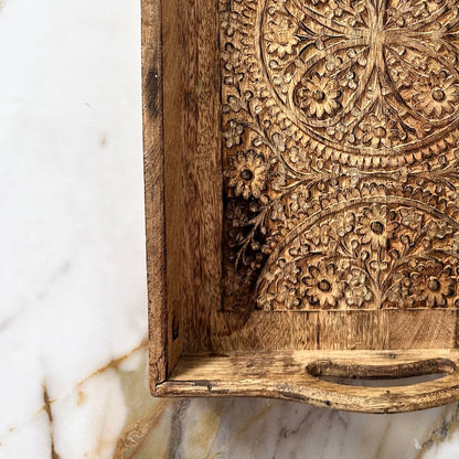 Wood Carved Serving Tray