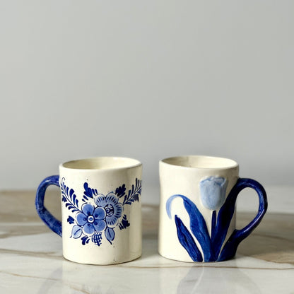 Delft Floral Coffee Cups - Pair