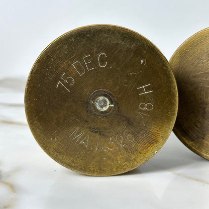 WWI Trench Artillery Brass Shell Casings - Pair