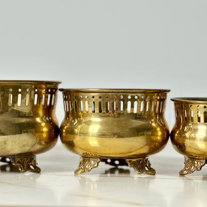 Brass Pot Planters - Set of Three