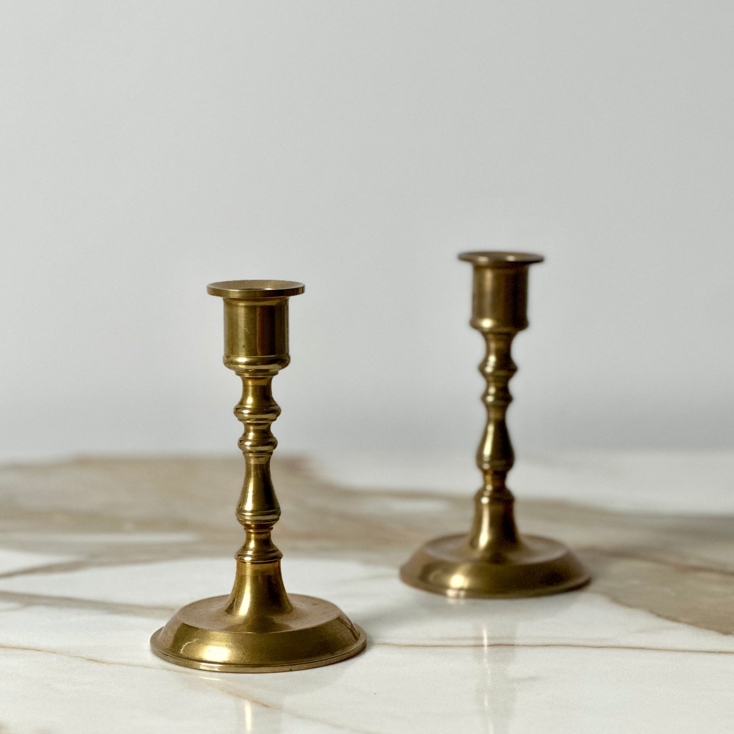 Small Brass Candlesticks - Pair