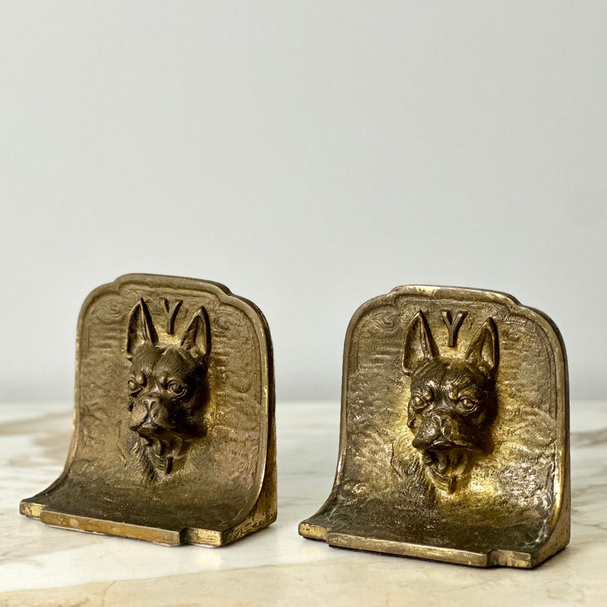 Cast Iron Bulldog Bookends - Pair