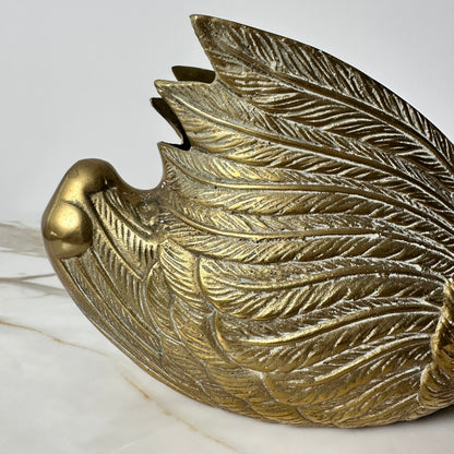 Hollywood Regency Large Brass Swan Planter