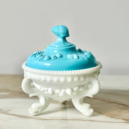 Westmoreland Blue & White Glass “Argonaut” Candy Dish