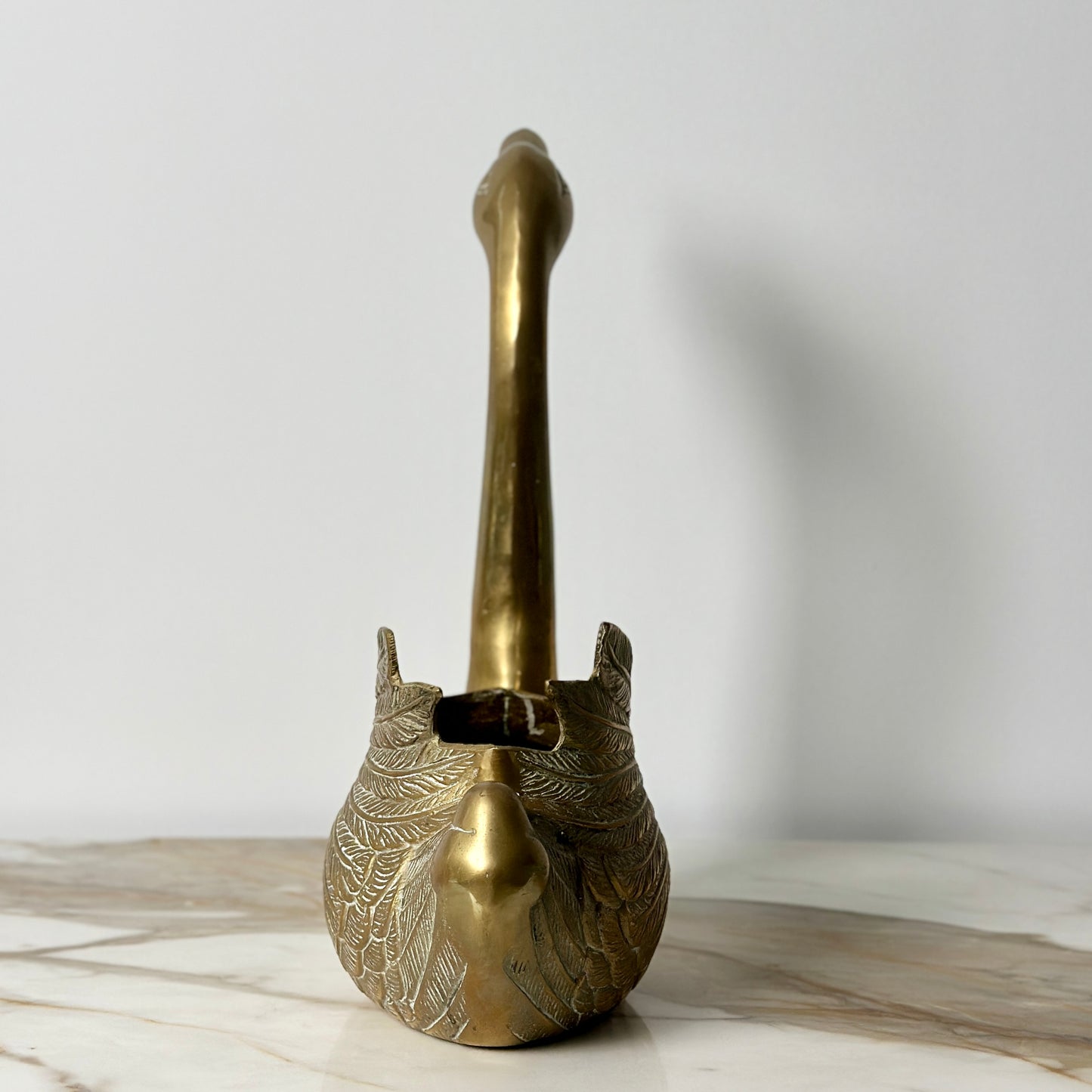 Hollywood Regency Large Brass Swan Planter