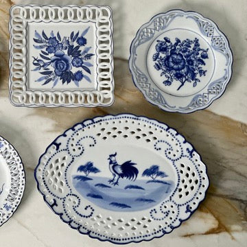 Lilian Vernon Blue and White Plate Wall Set