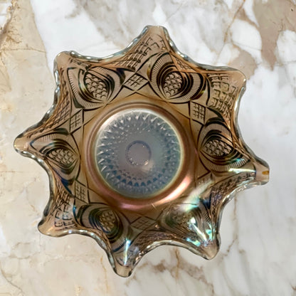 Smoke Carnival Glass Dish