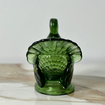 L.E. Smith Green Glass Turkey Dish
