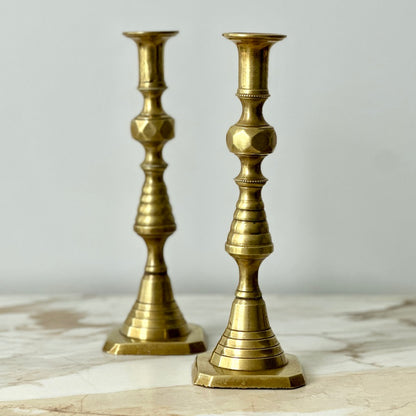 Brass Beehive Candlesticks - Pair