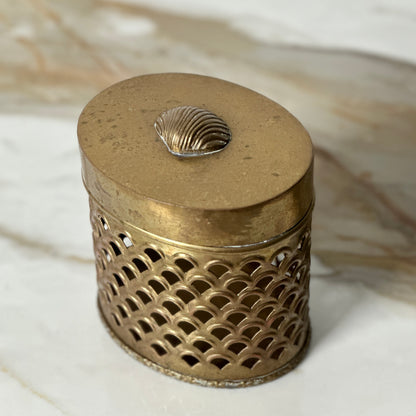 Woven Brass Box With Scallop Shell