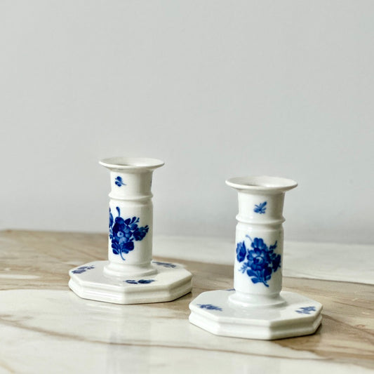 Royal Copenhagen Blue & White Flower Candlesticks