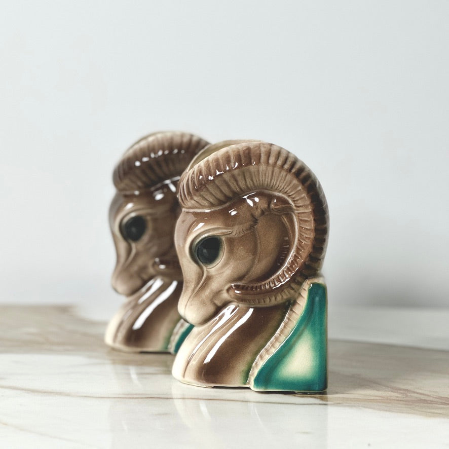 Royal Copley Ram Bookend Planters - Set