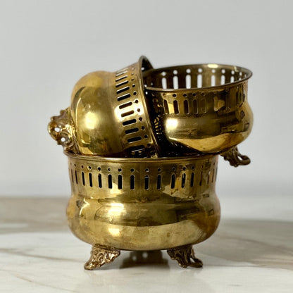 Brass Pot Planters - Set of Three