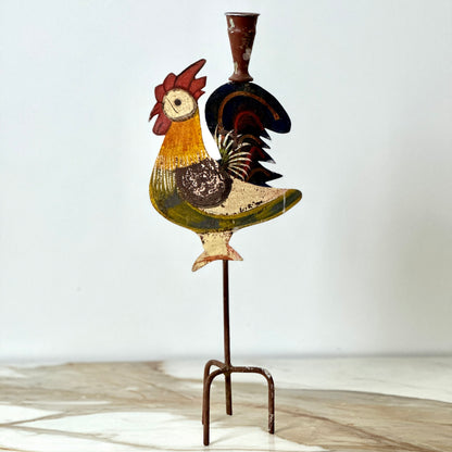 Metal Folk Art Bird Candle Holders - Set of 3