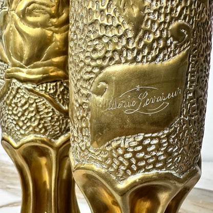 WWI Trench Artillery Brass Shell Casings - Pair