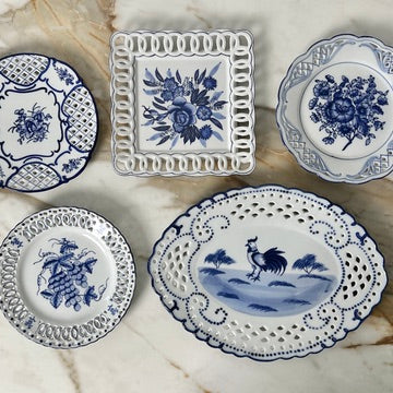 Lilian Vernon Blue and White Plate Wall Set