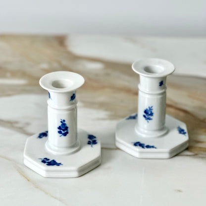 Royal Copenhagen Blue & White Flower Candlesticks