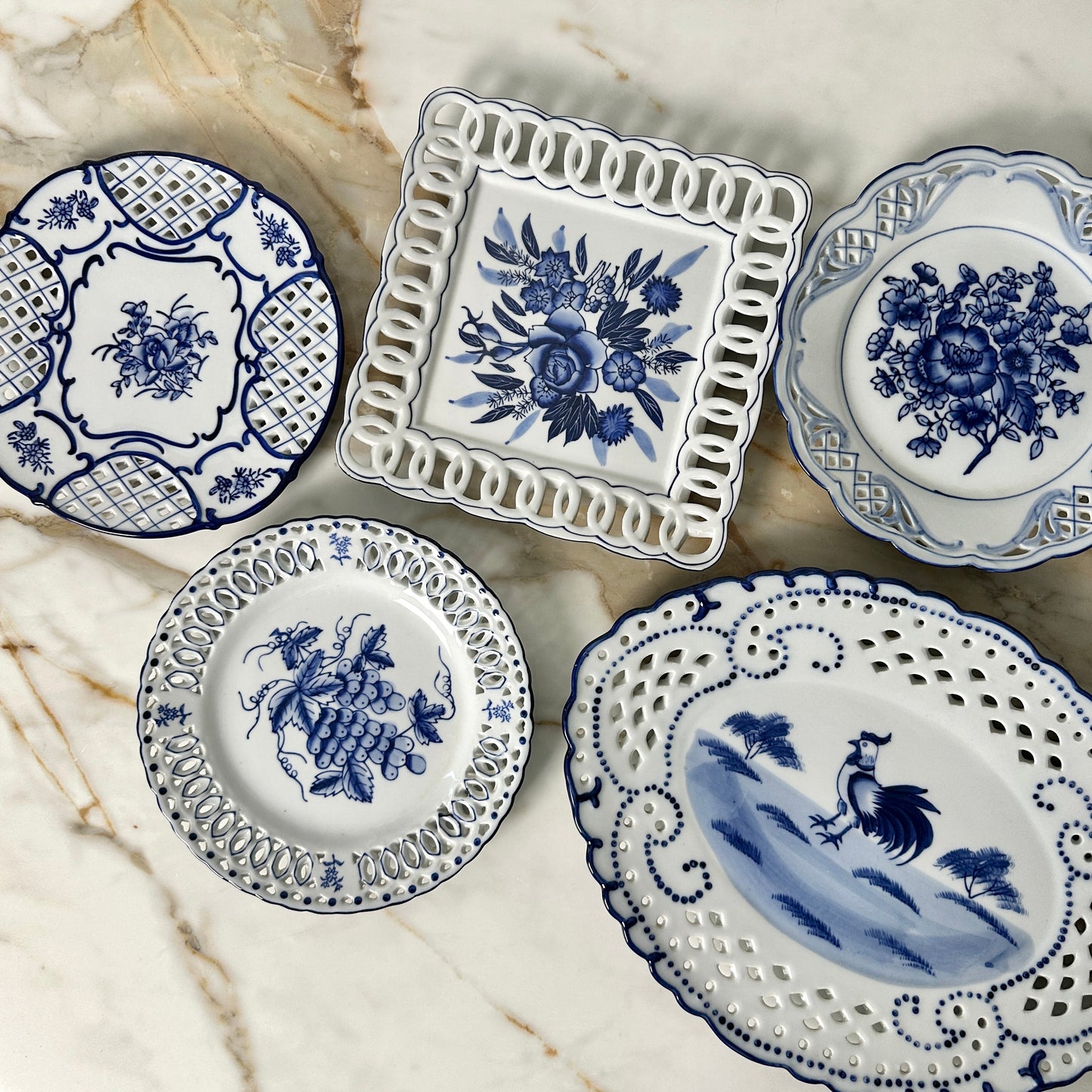 Lilian Vernon Blue and White Plate Wall Set