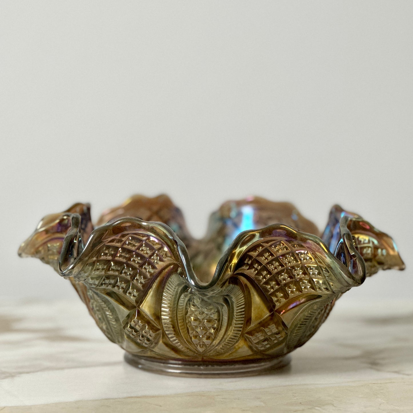 Smoke Carnival Glass Dish