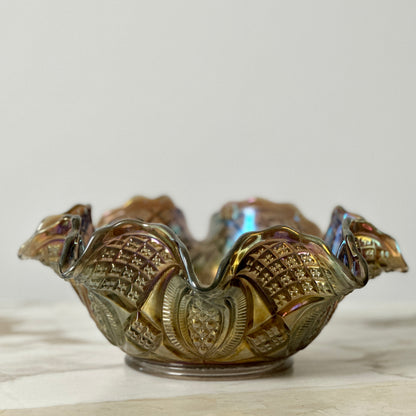 Smoke Carnival Glass Dish