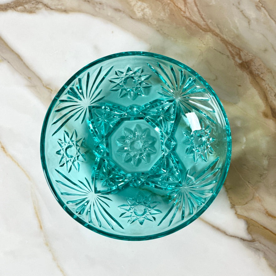 Anchor Hocking Turquoise Glass Star Bowl