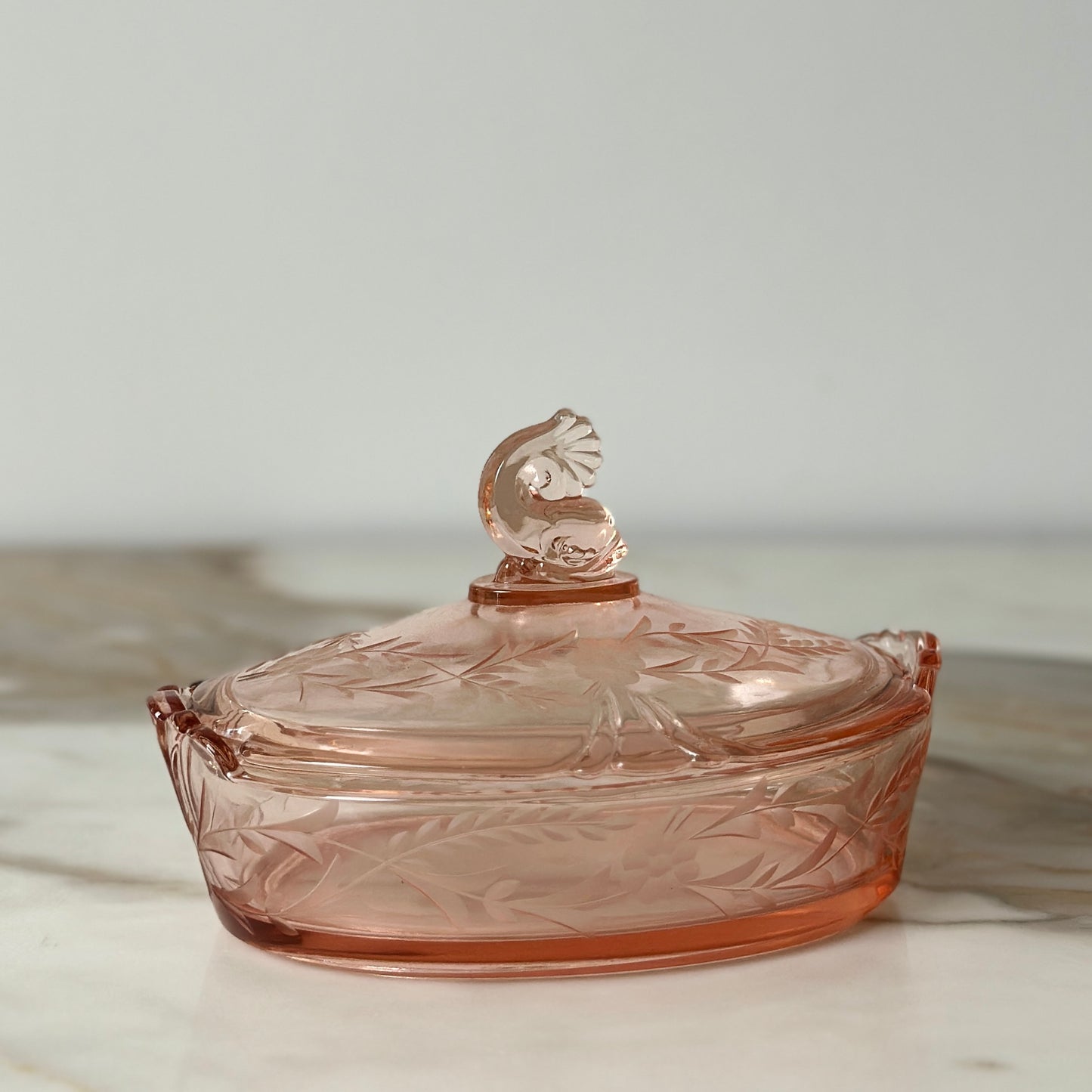 Heisey Lemon Dish & Dolphin Finial
