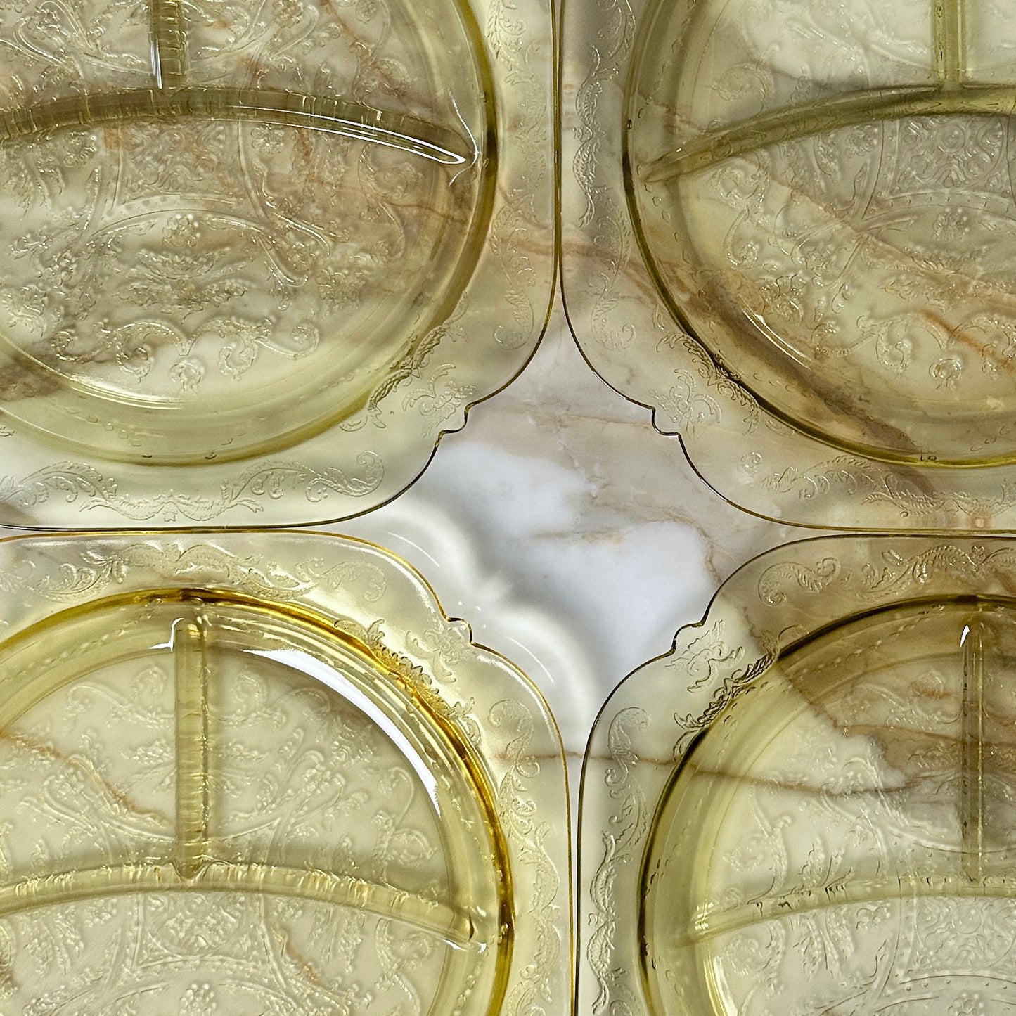 Divided Glass Dinner Plates - Set of 4