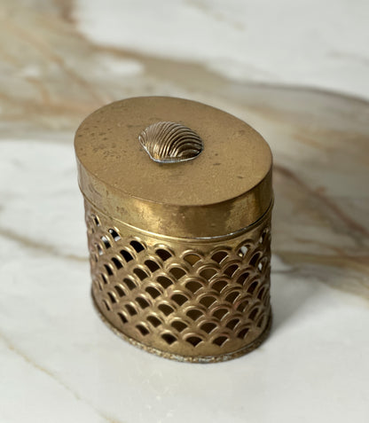 Woven Brass Box With Scallop Shell