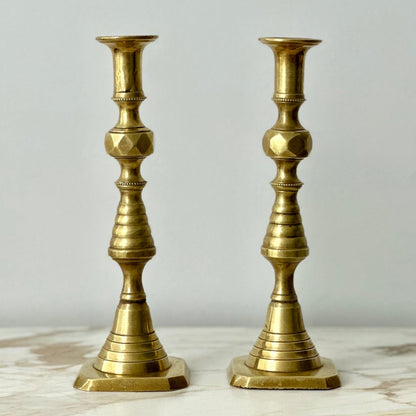 Brass Beehive Candlesticks - Pair