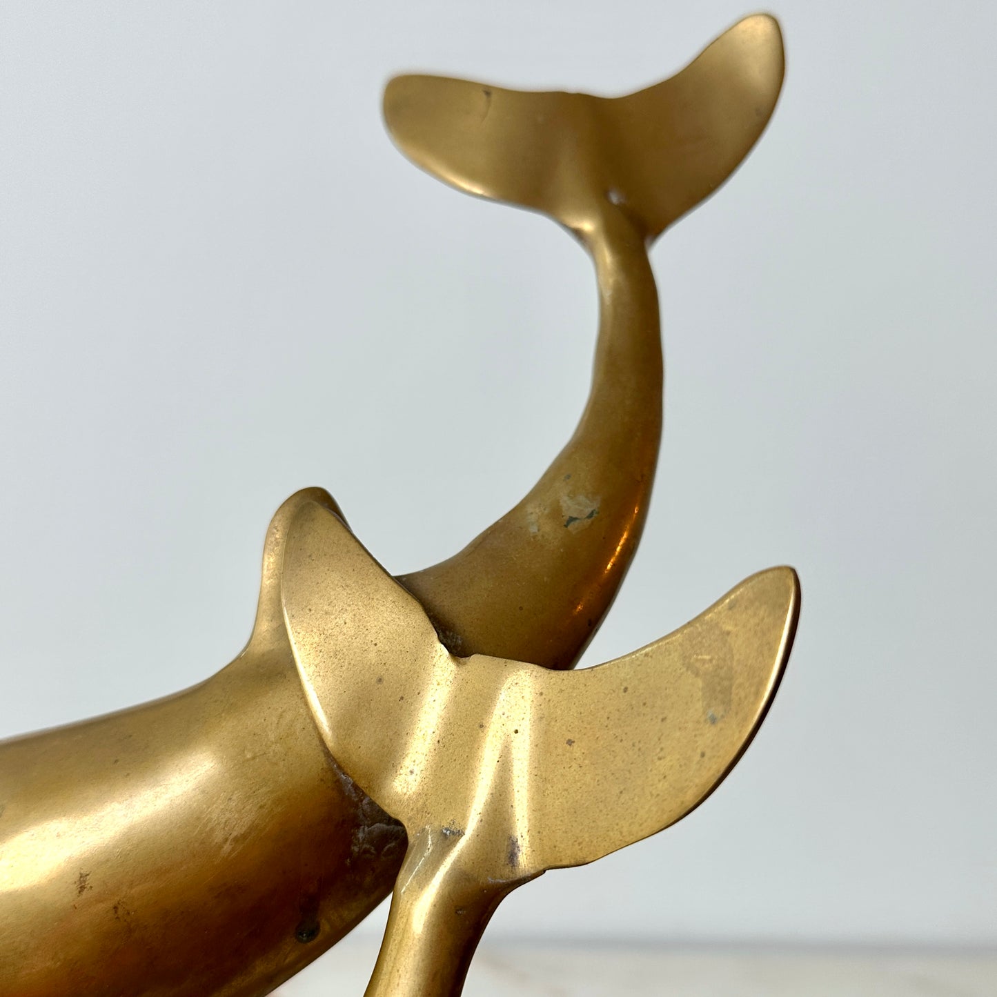 Large Brass Double Dolphin Sculpture