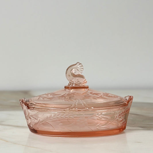 Heisey Lemon Dish & Dolphin Finial