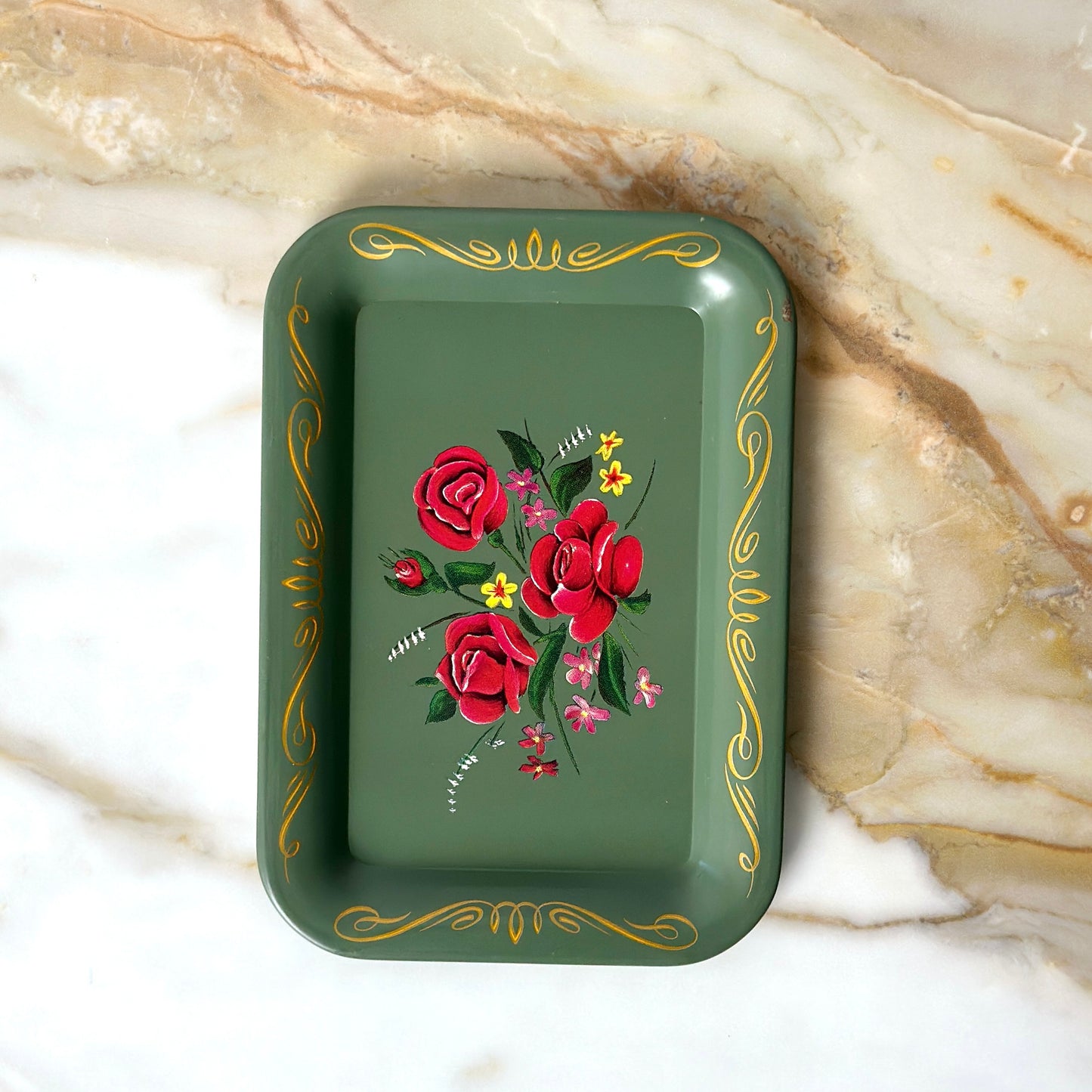 Small Hand-Painted Metal Tray