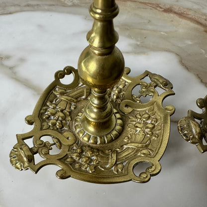 Ornate Brass Candlesticks - Pair