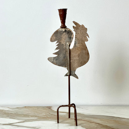Metal Folk Art Bird Candle Holders - Set of 3