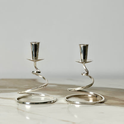 Fisher K202 Silver Plate Spiral Candlesticks - Pair